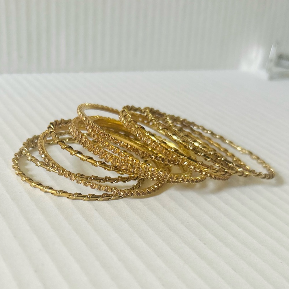 Kids Gold Tone Textured Bangle Bracelet Set - kids Jewelry